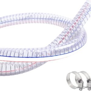 2 Inch ID x 2-1/4 Inch OD Heavy-Duty Steel Wire Suction PVC Flexible Tubing High Pressure UV Chemical Resistant Thick Vinyl Hose Tube, 3.3 FT