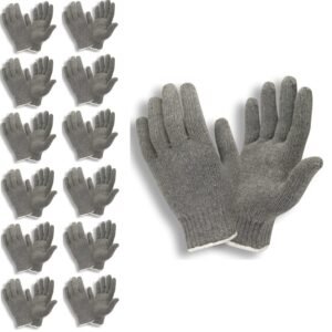 3185GL Heavy Weight Gloves, Gray, Poly/Cotton Machine Knit, Large, 12-Pack
