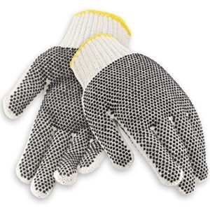1154-XL Reversible Dotted String Knit Gloves (Pack of 12), X-Large, White/Grey