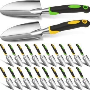 Product Image  Garden Shovel Aluminum Alloy Heavy Duty Trowel Garden Tool Small Shovels for Digging Metal Hand Trowel Spade with Soft TPR Handle for Lawn Yard Farm Home Shop Planting(12 Pcs)