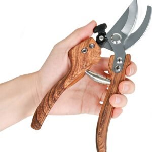 Pruning Shears -5/8-Inch Cut Capacity Garden Shears,8.5‘’ Handheld Gardening Scissors,Gardening Tools with Sharp Steel Blade &Non-Slip&Wood-Grain Grip,for Indoor Plant, Bonsai, Shrub, Branch Trimming