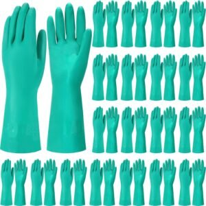 20 Pairs Chemical Resistant Gloves Heavy Duty Thick Nitrile Gloves Bulk for Cleaning, Resist Household Acid, Alkali and Oil (X-Large)