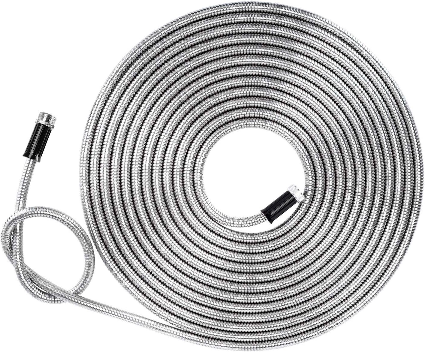 Metal Garden Hose 25 ft Flexible No Kink Lightweight RV Drinking Water Hose Extension Leader Hose Heavy Duty Outdoor - Image 2