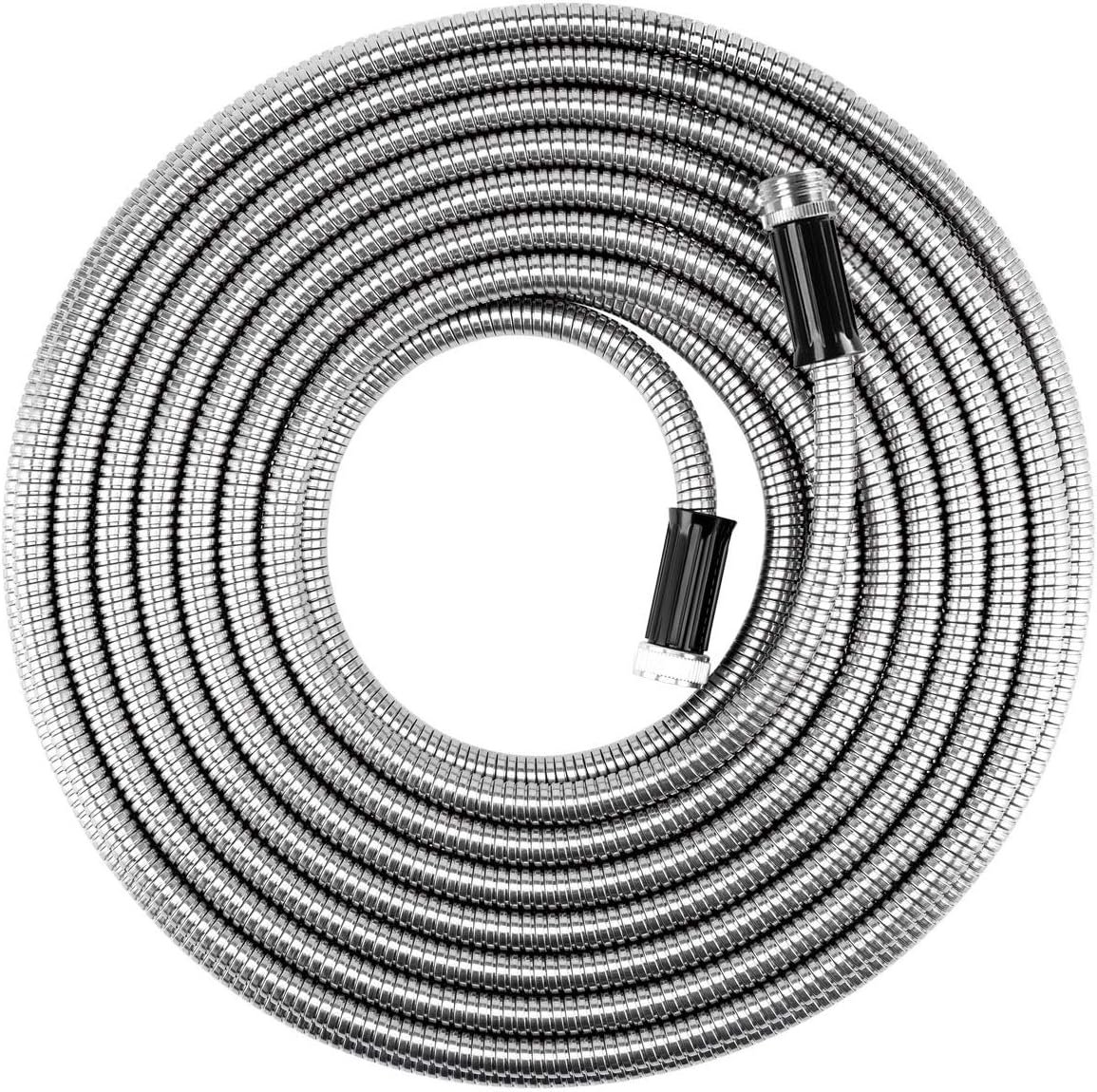 Metal Garden Hose 25 ft Flexible No Kink Lightweight RV Drinking Water Hose Extension Leader Hose Heavy Duty Outdoor
